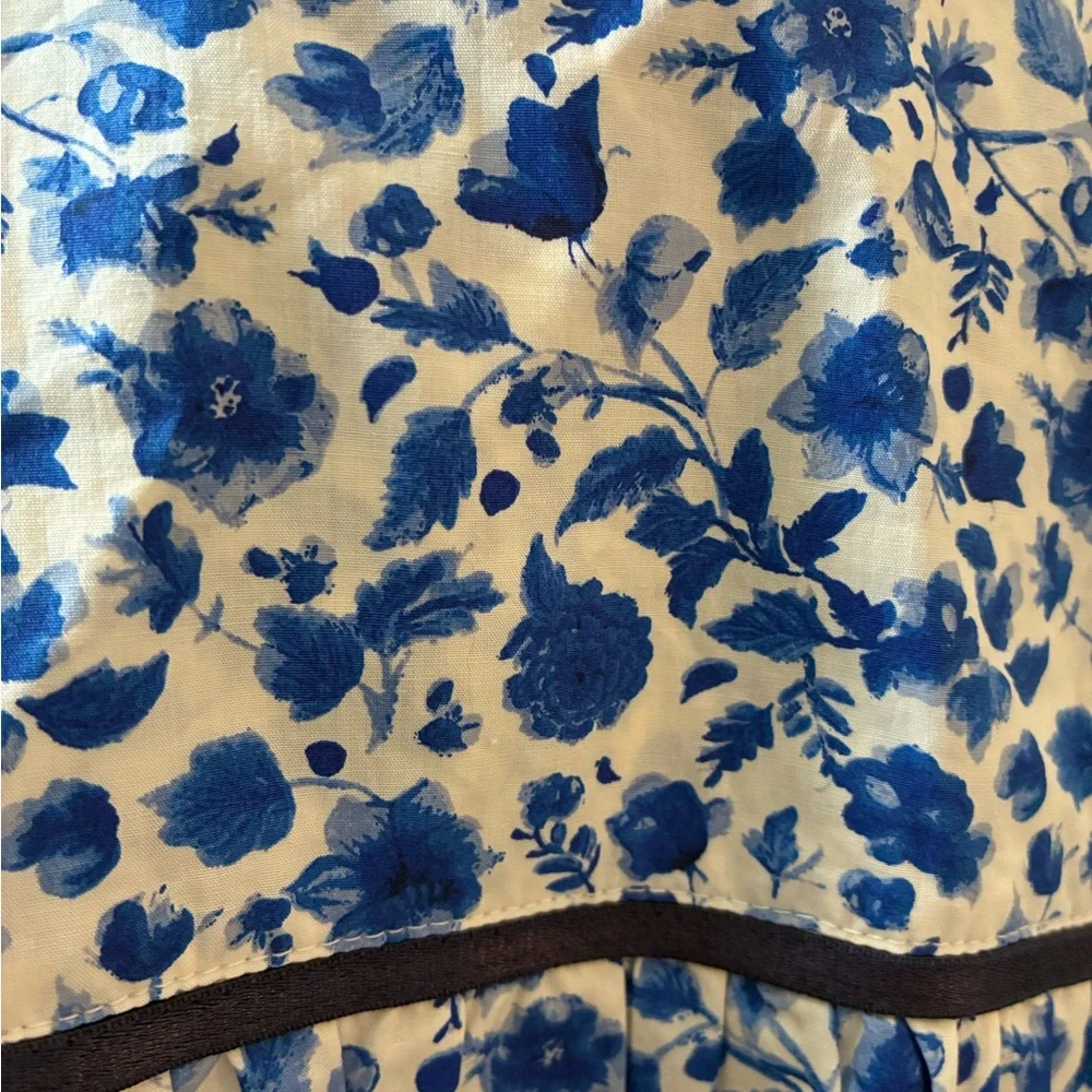 NWT Anthropologie Maeve Leandra Shirred Yoke Shirt Blue White Floral Cotton XL - Picture 8 of 11